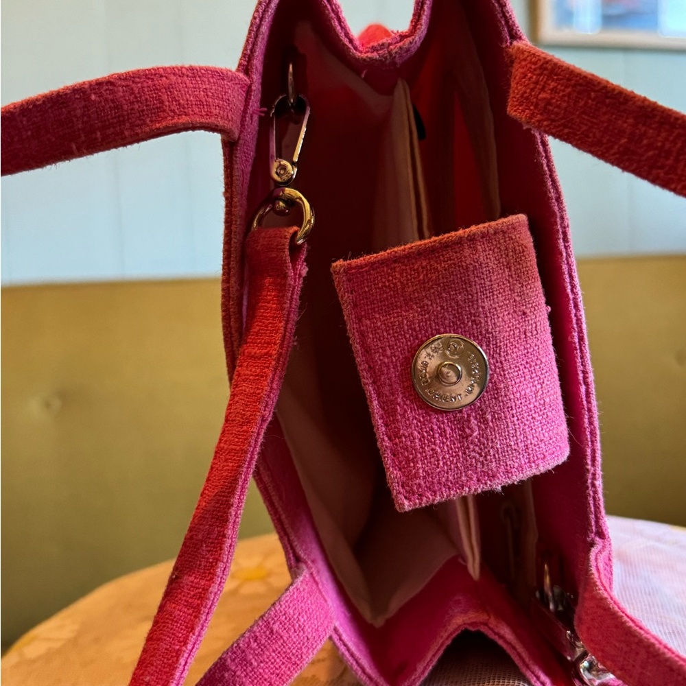 GUESS Pink Floral Embroidered Mini Tote Bag - Picture 6 of 8